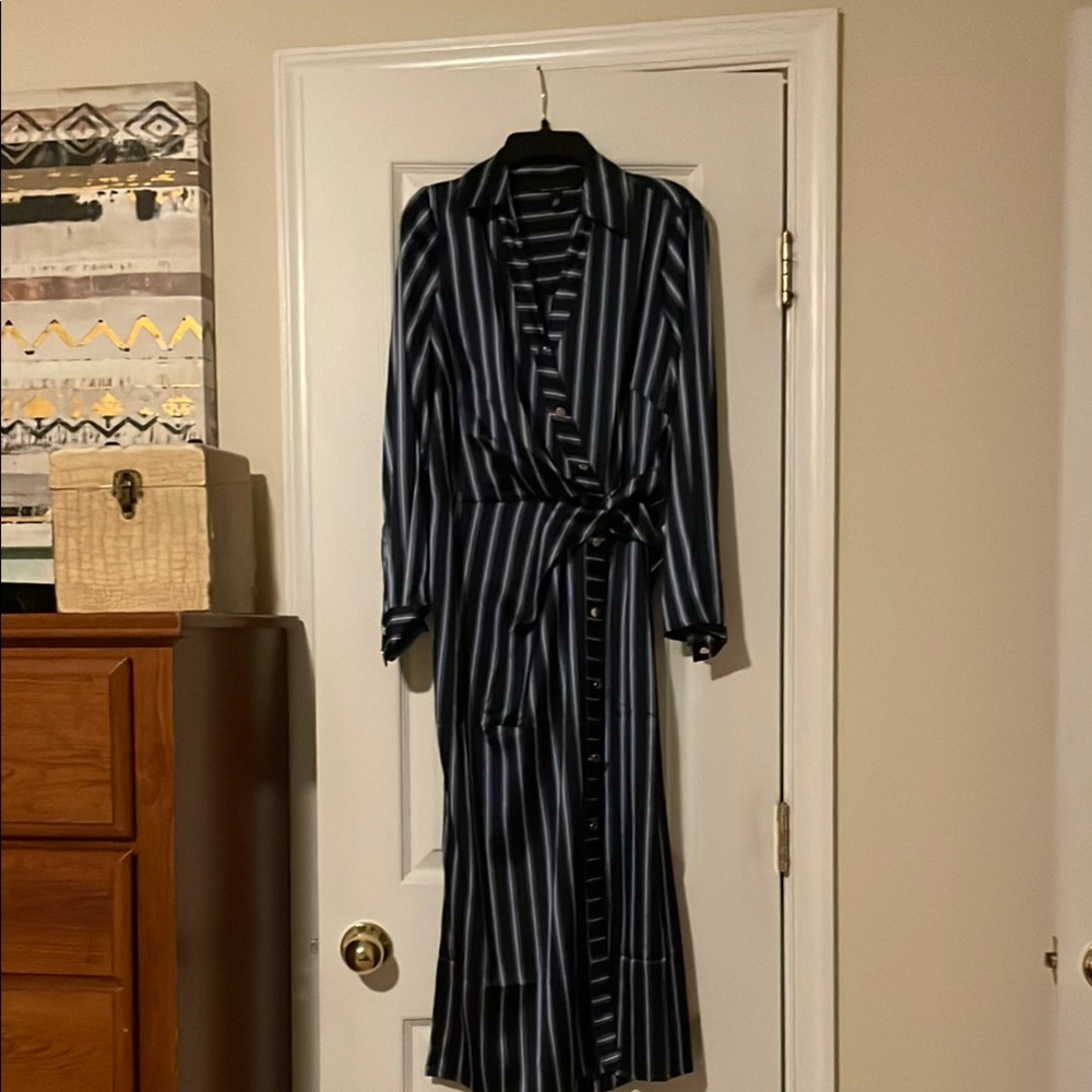 Navy and White Striped Robe